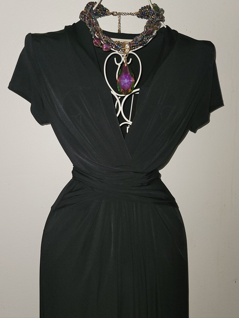 Michael Kors Tie Waist Hi Low Jersey Black Dress EUC